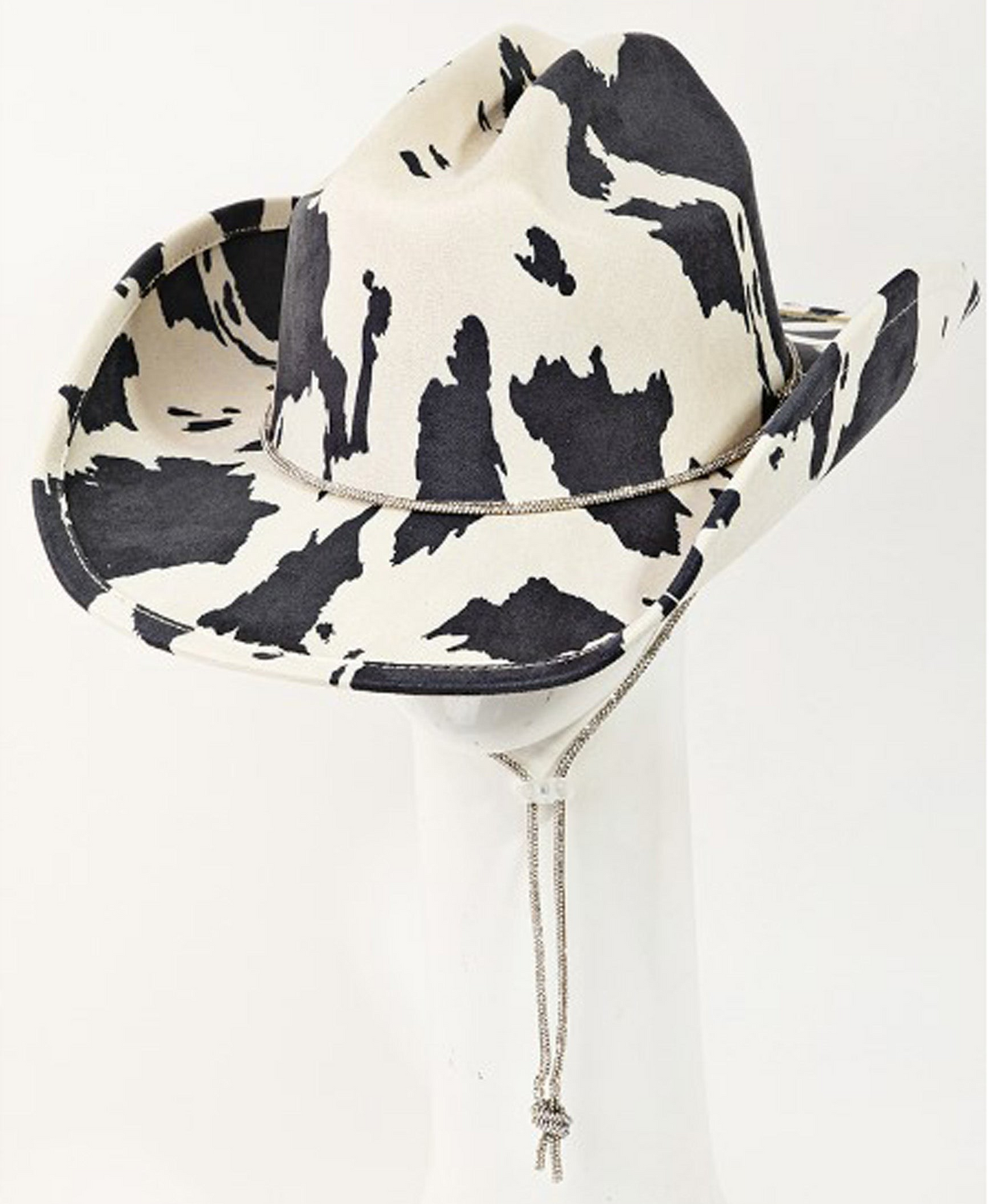 Cow Print Drawstring Cowboy Hat
