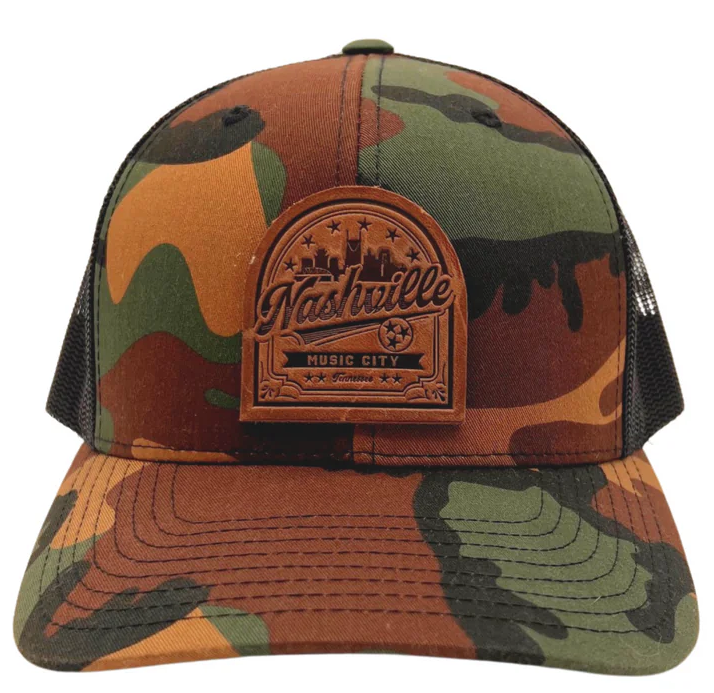 Muisc City Camo Leather Patch Hat