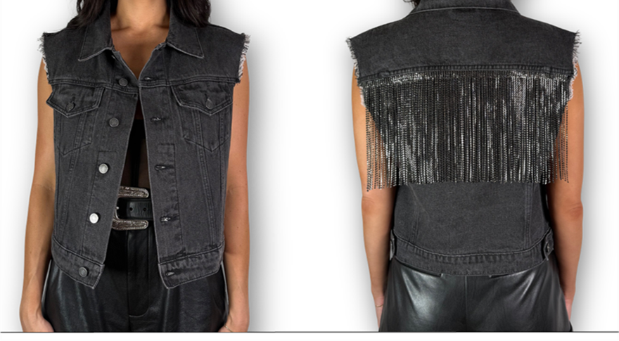 Daniel Diamond Andy Rhinestone Fringe Vest