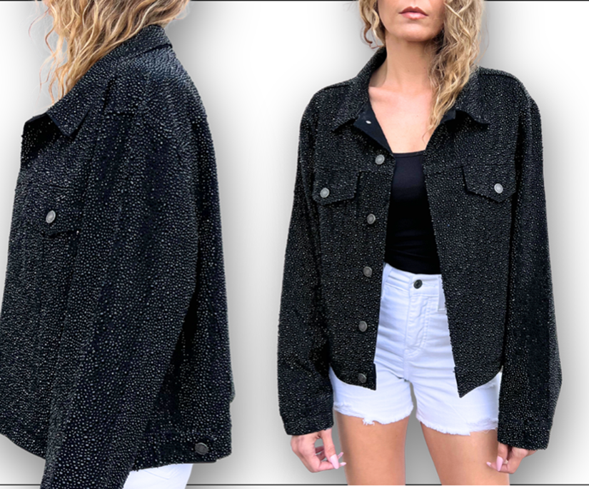 Daniel Diamond Cash Rhinestone Black Denim Jacket