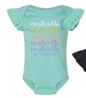 Opry Nashville Ruffle Teal Onesie