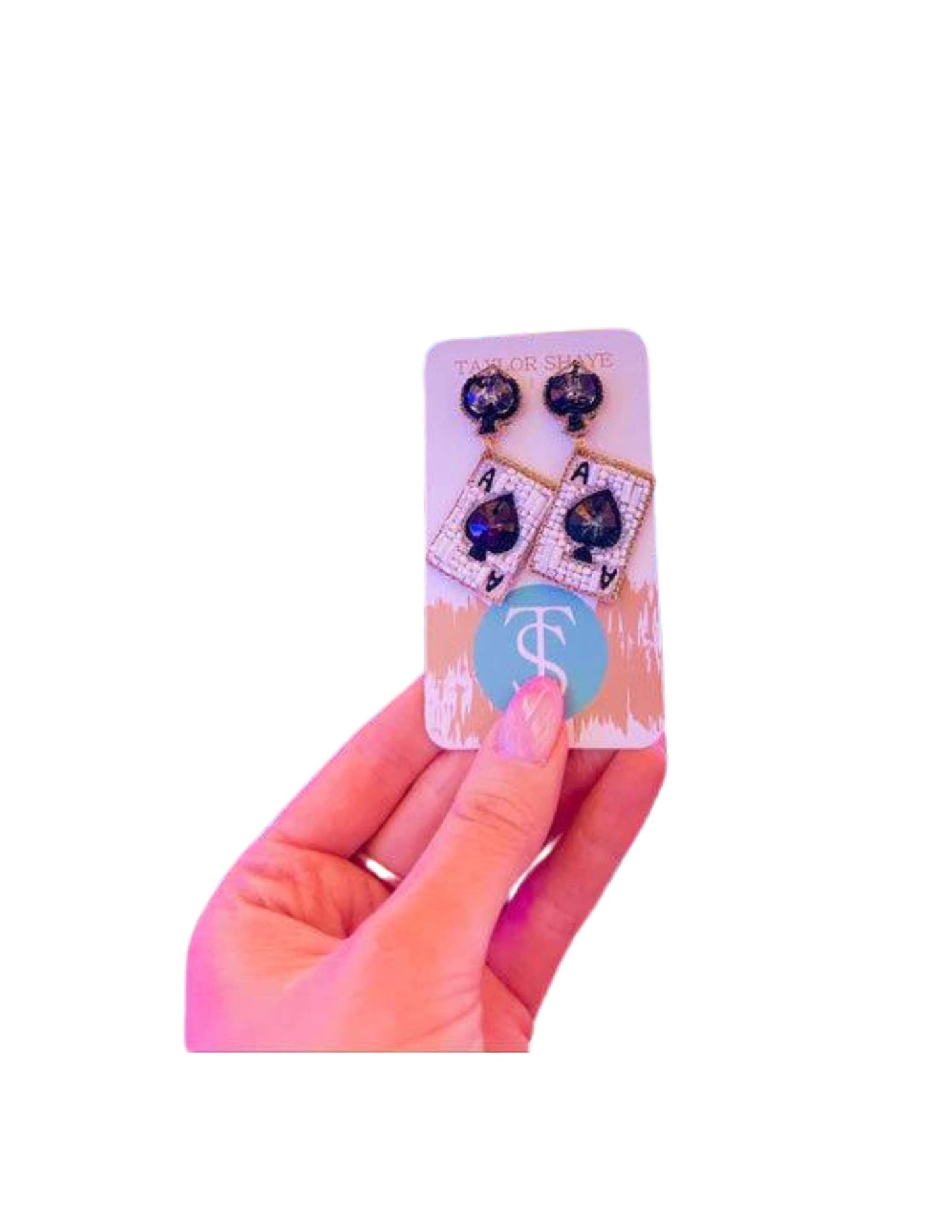 Ace of Spade Card Beaded Earrings
