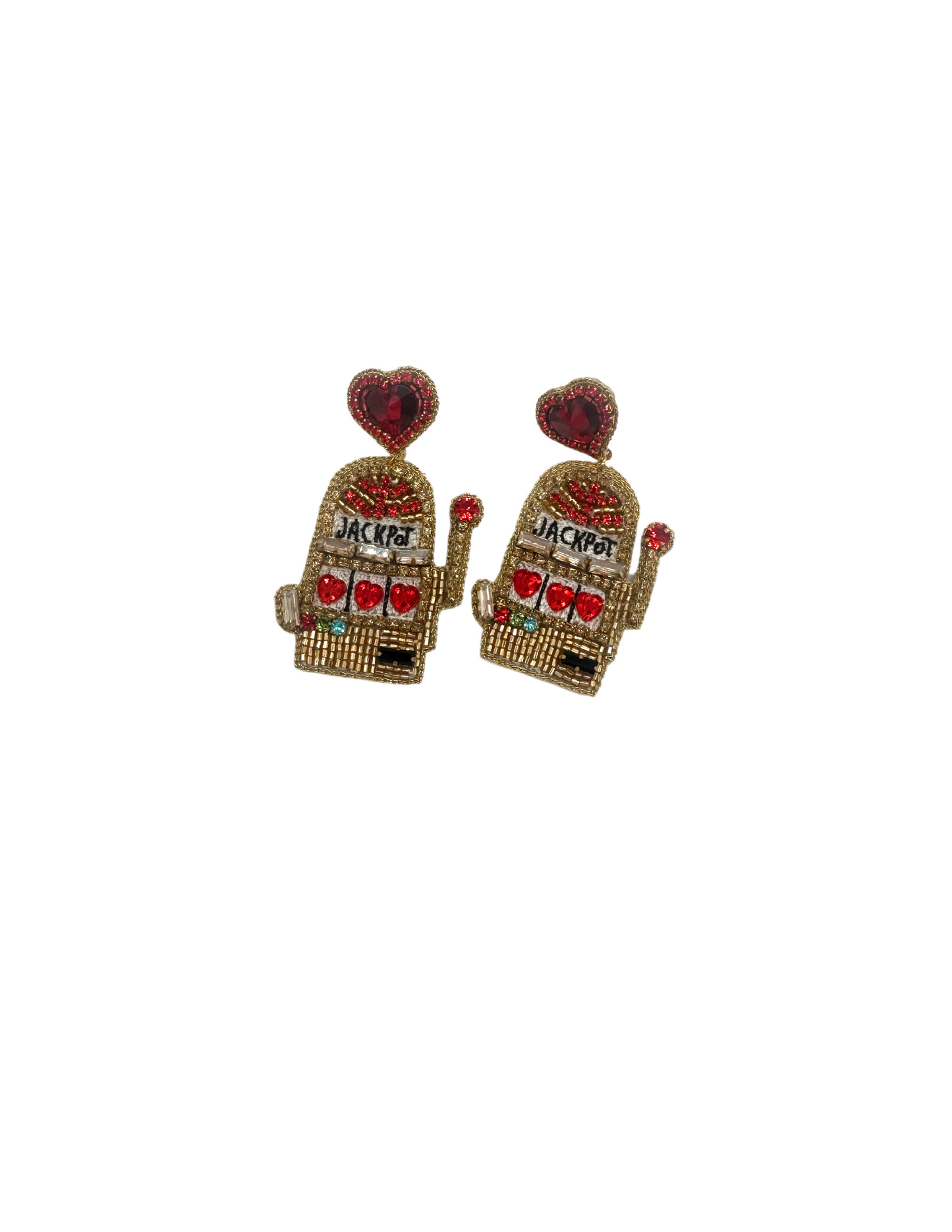 Jackpot Slot Gold Beaded Earrings