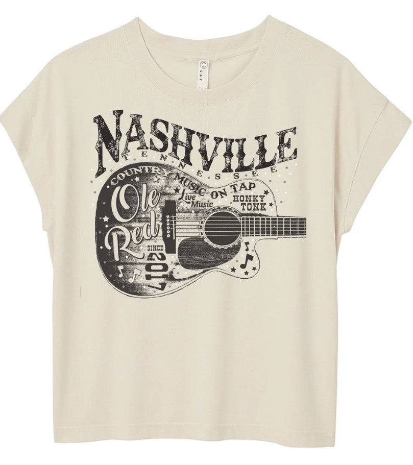 Ole Red Nashville Womens Distressed Guitar Rhinestone T-Shirt