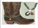 Lainey Wilson Beaded Horseshoe Boot Bracelet Green