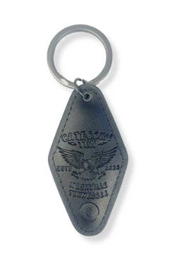 Category 10 Eagle Black Leather Keychain