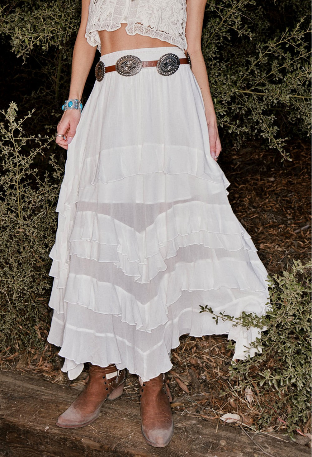 Rayon Crinkle Smocked Waist Maxi Skirt