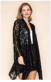 Long Sleeve Sequin Lace Cardigan