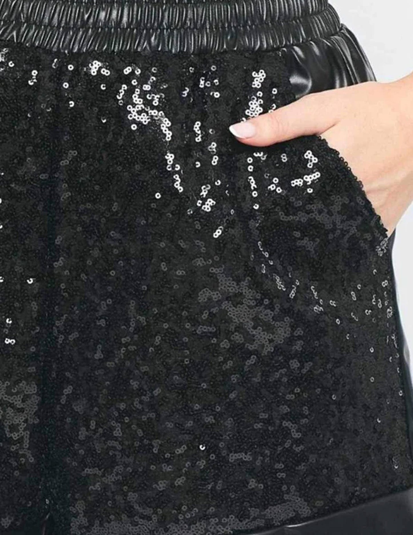 Black Shorts with Sequin Patches