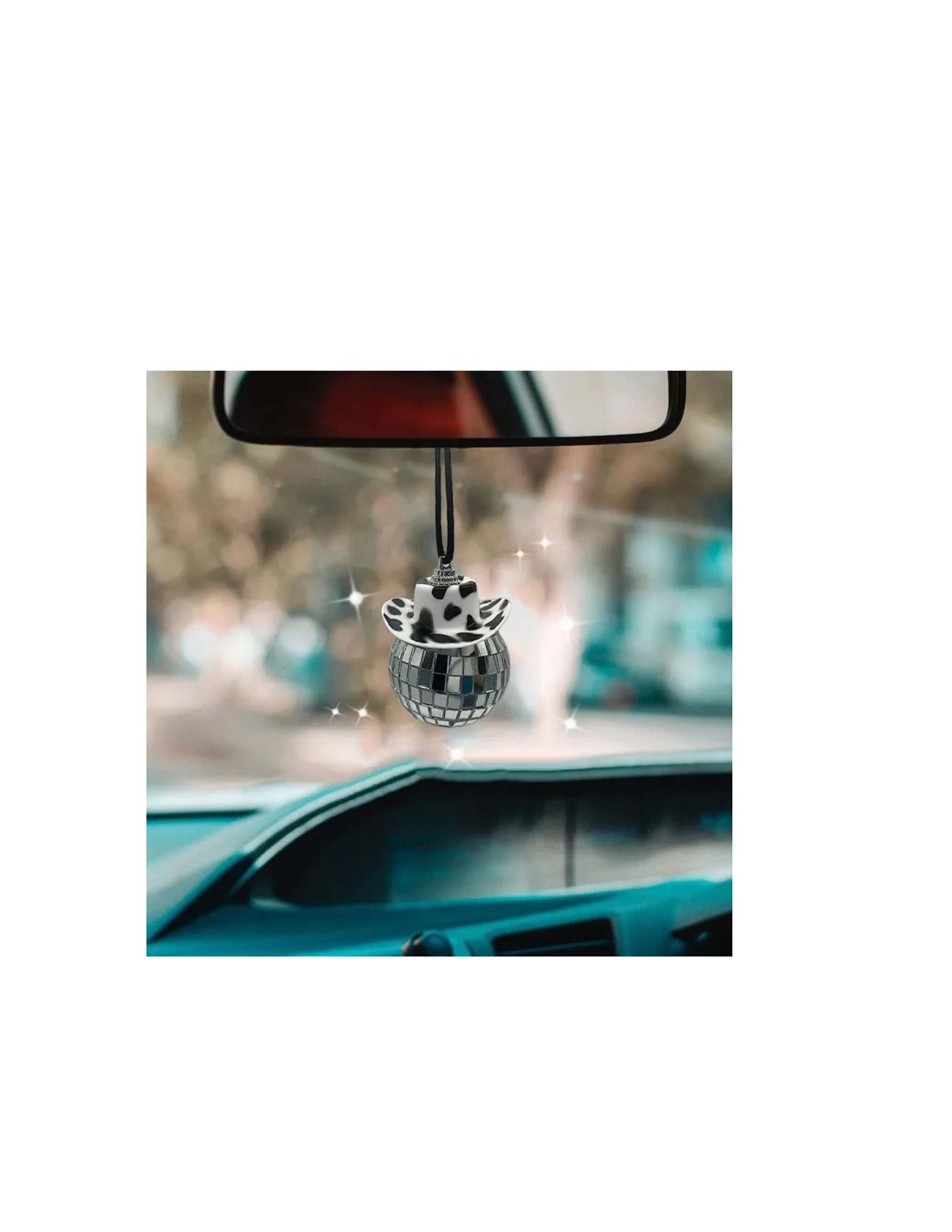 Cowboy Hat Disco Ball Car Charm