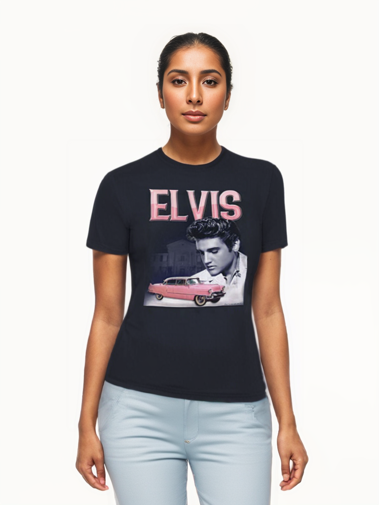 Elvis Pink Caddy Portrait T-Shirt