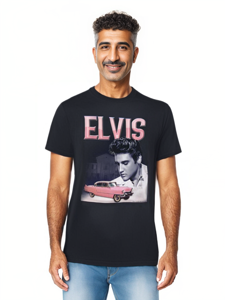 Elvis Pink Caddy Portrait T-Shirt