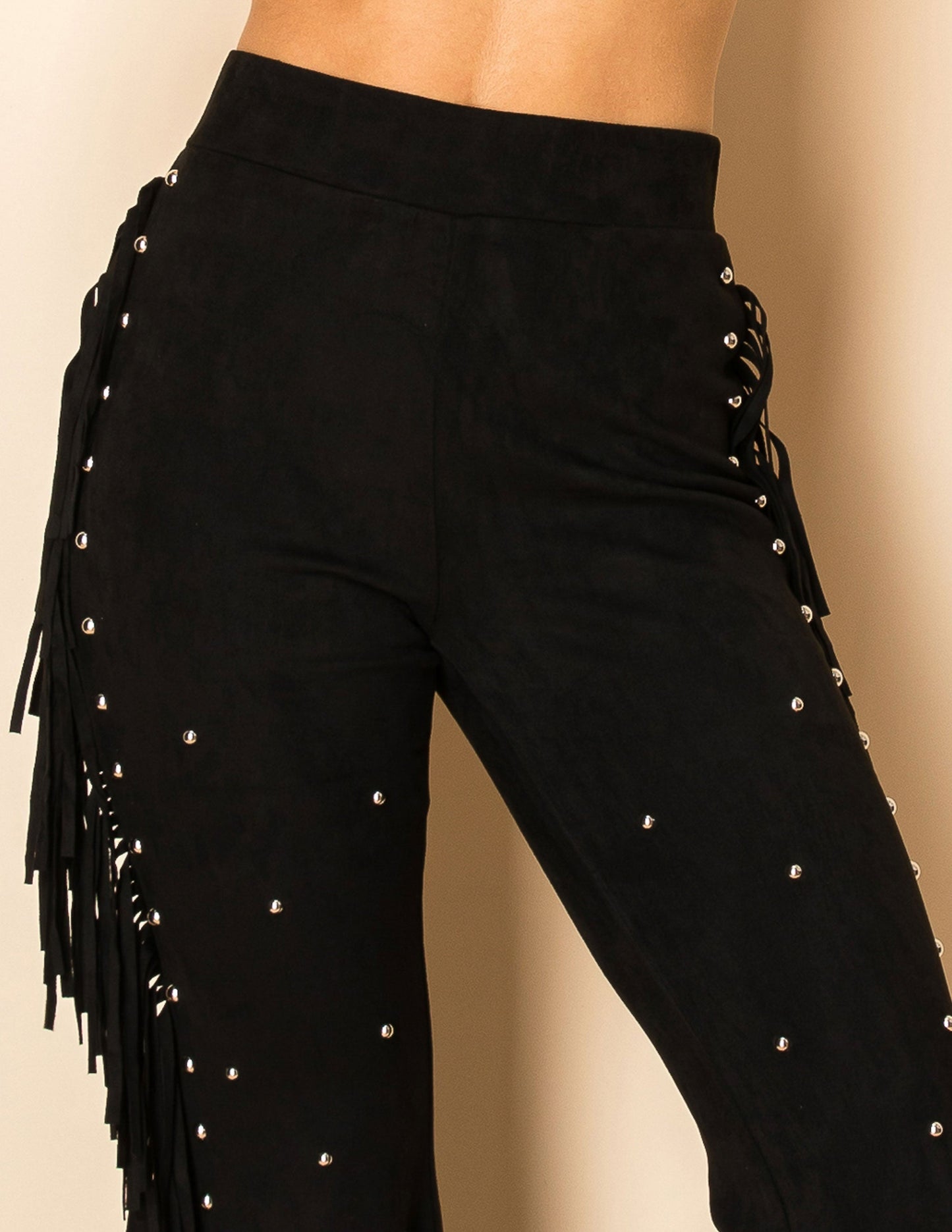 Studded Suede Flare Pants