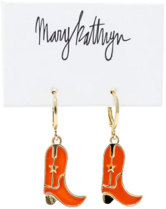 Sunset Coral Cowboy Boot Huggie Earrings