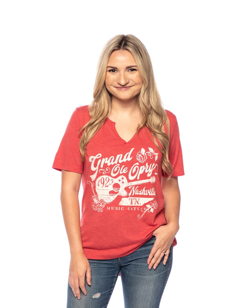 Opry Guitar Rose V-Neck T-Shirt