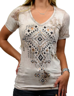 Vintage Washed Diamond Design Fitted Tee