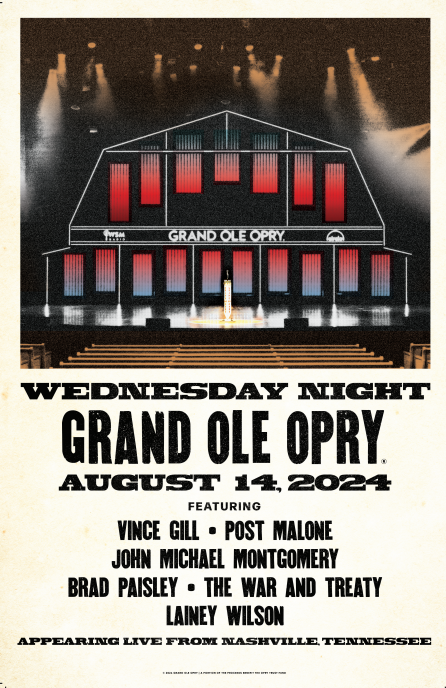 Post Malone Opry Debut Line Up Poster - August 14 2024