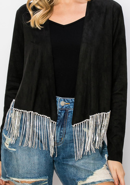 Bling Fringe Faux Suede Jacket