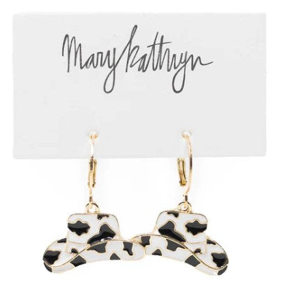 Cowprint Cowboy Hat Earrings