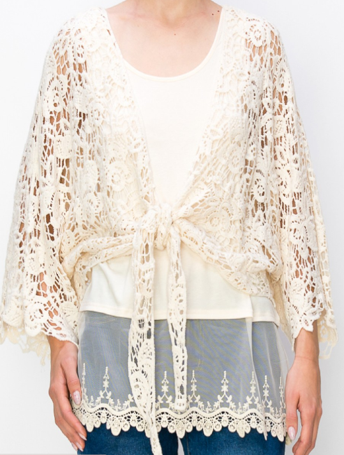 Front Tie Crochet Cardigan