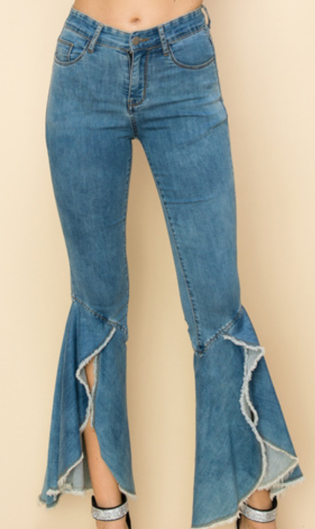 Raw Edge Bell Bottom Jeans