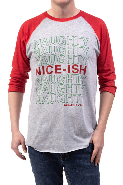 Ole Red Naughty or Nice-ish Unisex Holiday Raglan