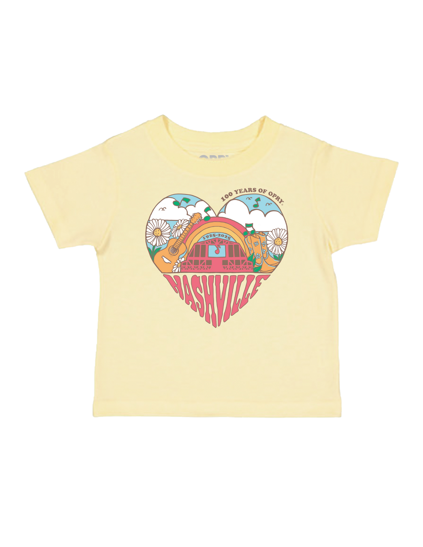 Opry 100 Toddler Girls Rainbow Heart T-Shirt