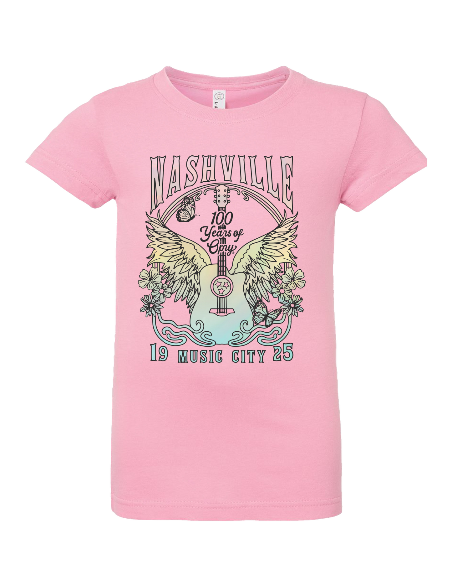Opry 100 Youth Girls Iridescent Winged Guitar T-Shirt