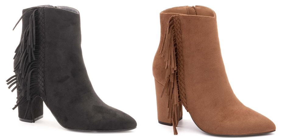 Westbound Fringe Faux Suede Booties by Corkys