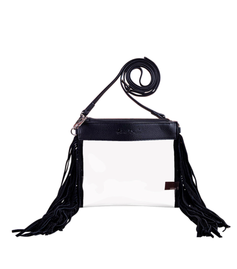 Western Guitar Strap Clear Fashion Bag with Fringe