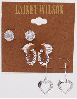Lainey Wilson Heart Trio Earring Set