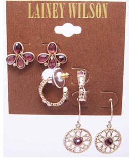 Lainey Wilson Burgundy Blossom Trio Set of Earrings
