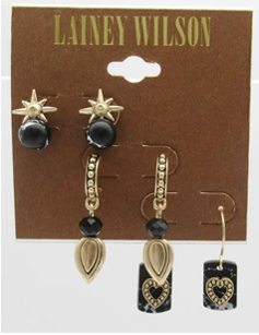 Lainey Wilson Stone Heart Trio Earring Set