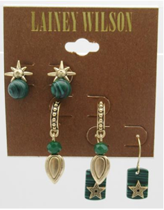 Lainey Wilson Stone Star Trio Earring Set