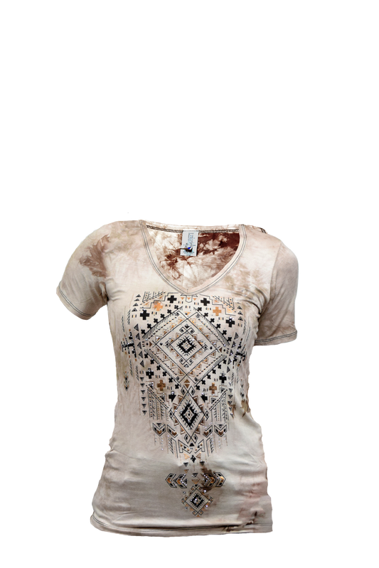 Vintage Washed Diamond Design Fitted Tee
