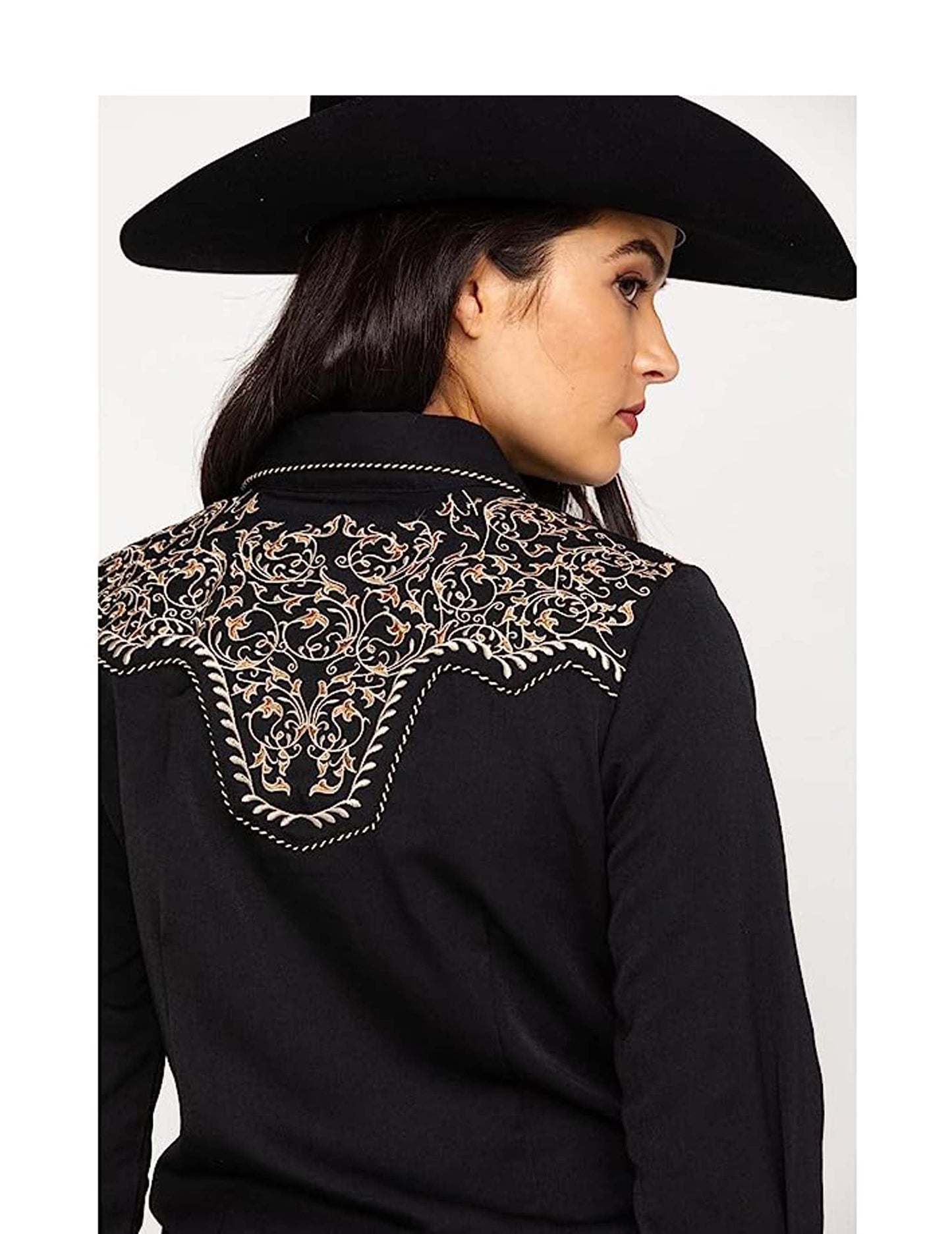 Two Tone Scroll Embroidered Western Shirt