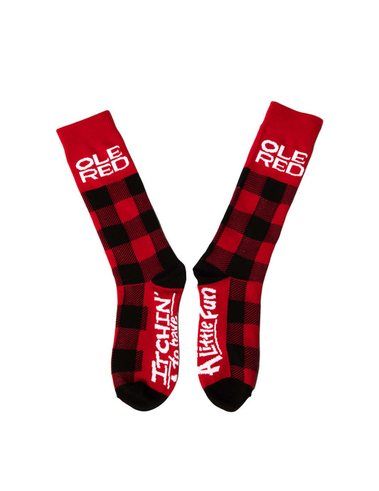 Ole Red Buffalo Plaid Itchin Socks