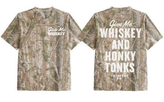 Category 10 Give Me Whiskey and Honky Tonks Camo T-Shirt