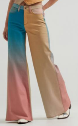 Lainey Wilson x Wrangler Cheeky Wife Leg Faded Rainbow Jeans