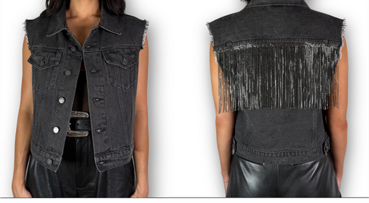 Daniel Diamond Andy Rhinestone Fringe Vest