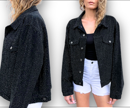Daniel Diamond Cash Rhinestone Black Denim Jacket