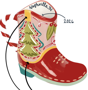 Nashville 2026 Cowgirl Boot Christmas Mug