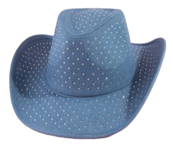 Light Denim Rhinestone Studded Cowboy Hat