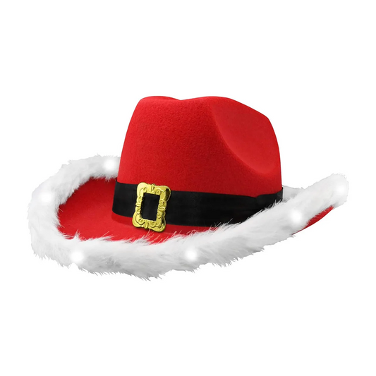 Light Up Santa Cowboy Hat