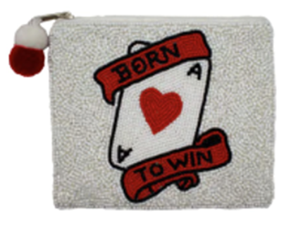 Vegas Born To Win Beaded Coin Pouch