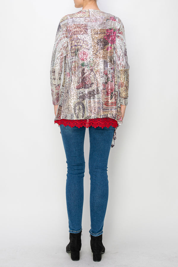 Western Rose Sequin Cardigan