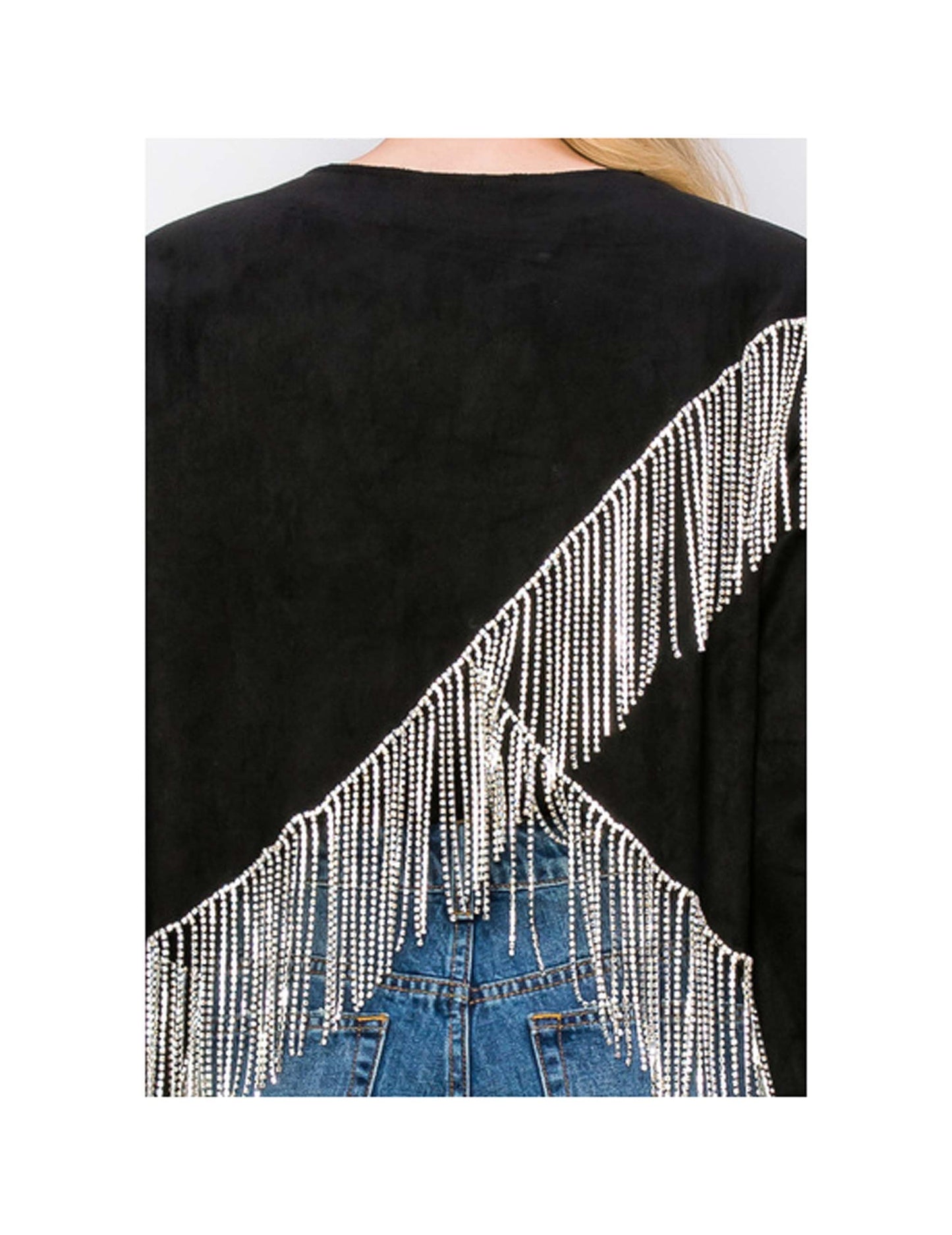 Bling Fringe Faux Suede Jacket