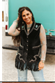 Turquoise Stone Studded Fringe Vest