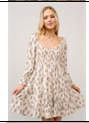 Horse print Puff Sleeve Tiered Dress