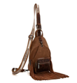 Western Tooled Fringe Sling Bag